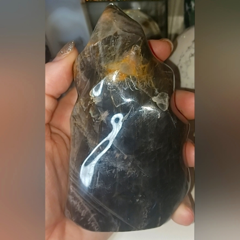 Beautiful dark smoky quartz Flame shaped crystal